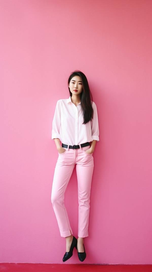 粉色褲子配什么上衣，春日出街首選：粉色褲子的20種絕美上衣搭配法則