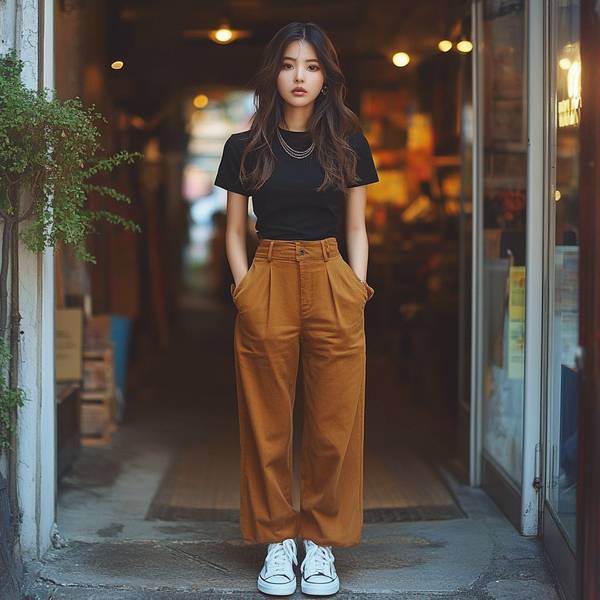 土黃色褲子配什么顏色上衣,土黃色褲子的五種絕美配色方案展現(xiàn)高級穿搭魅力